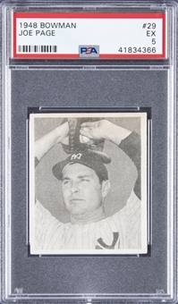 1948 Bowman #29 Joe Page SP Rookie Card - PSA EX 5